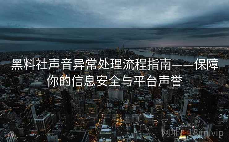 黑料社声音异常处理流程指南——保障你的信息安全与平台声誉