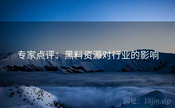 专家点评：黑料资源对行业的影响